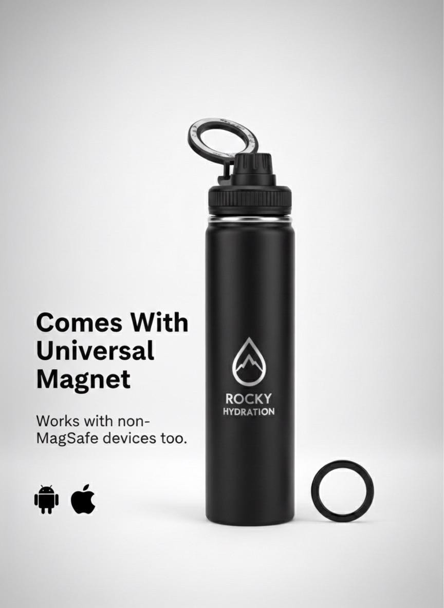 Black Classic Flow Bottle by Rocky Hydration – insulated stainless steel water bottle Canada”