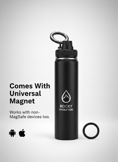 Black Classic Flow Bottle by Rocky Hydration – insulated stainless steel water bottle Canada”